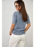 Gray loose t-shirt with print 3857 - Online store - Boutique